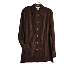 Vintage John Paul Richard LARGE brown faux suede shaket jacket long pockets tags